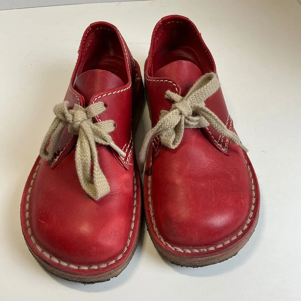 Duckfeet Fyn Red Leather Derby Lace Up Shoes Danish Design Women EU 37